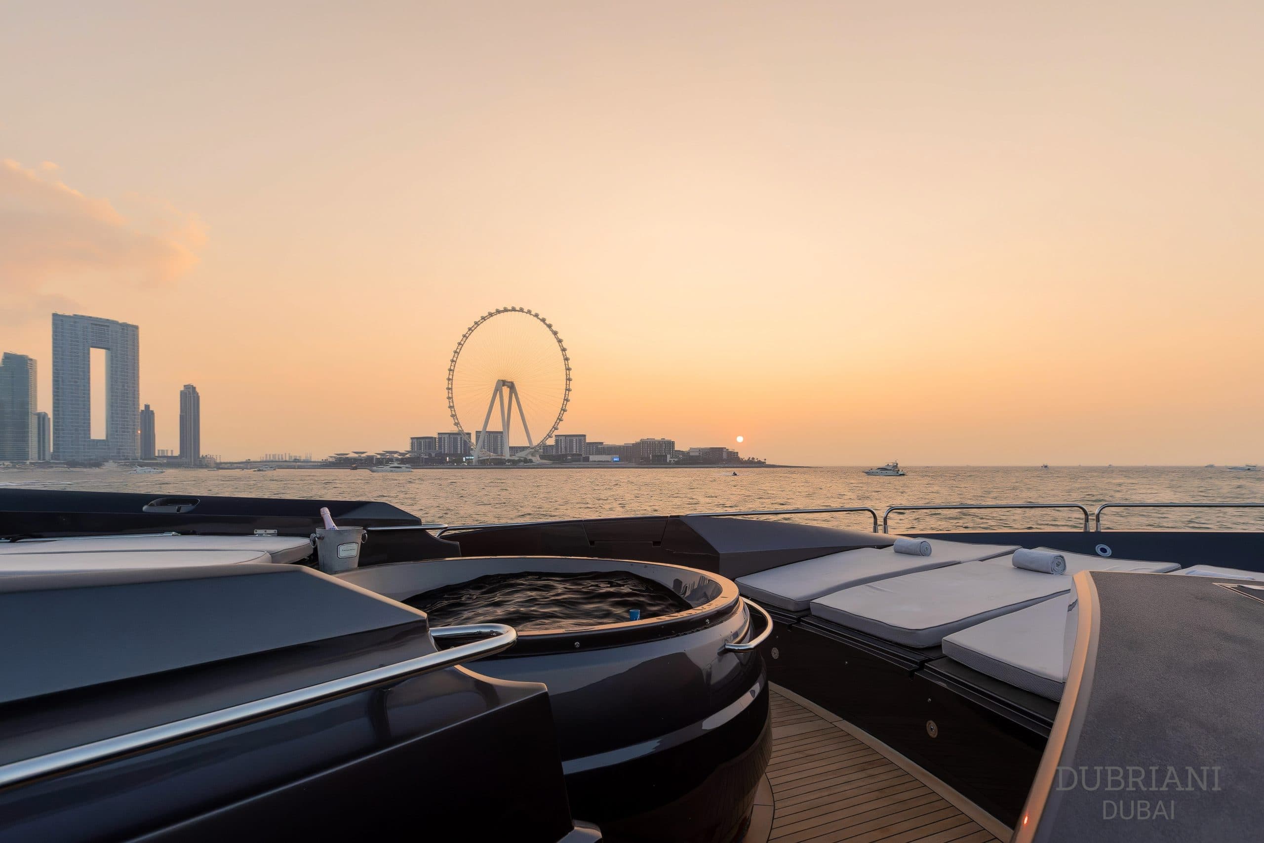 A day of relaxation awaits on the Sunseeker 108 Predator in Dubai.