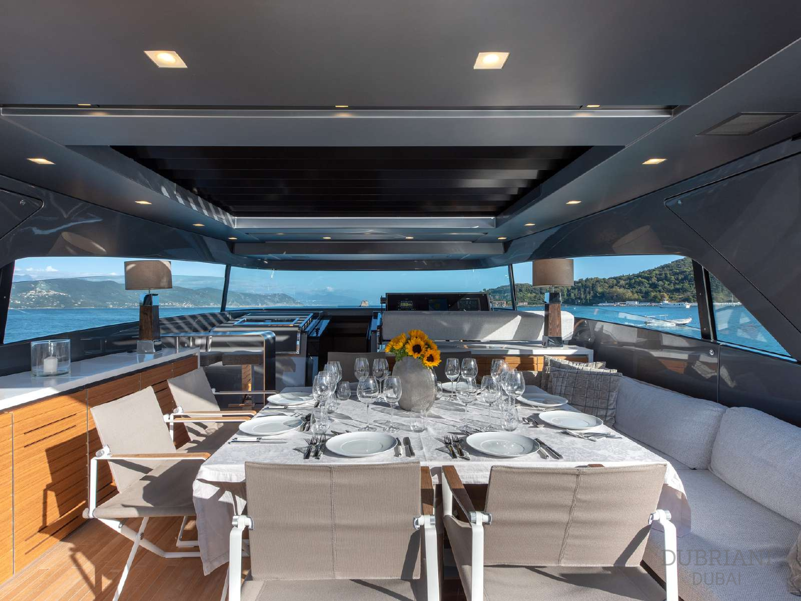 Luxurious interior of the San Lorenzo SX88 yacht.