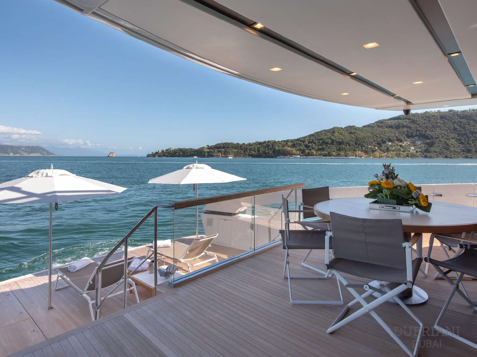 Luxurious sunbathing area on the spacious deck of the San Lorenzo SX88.
