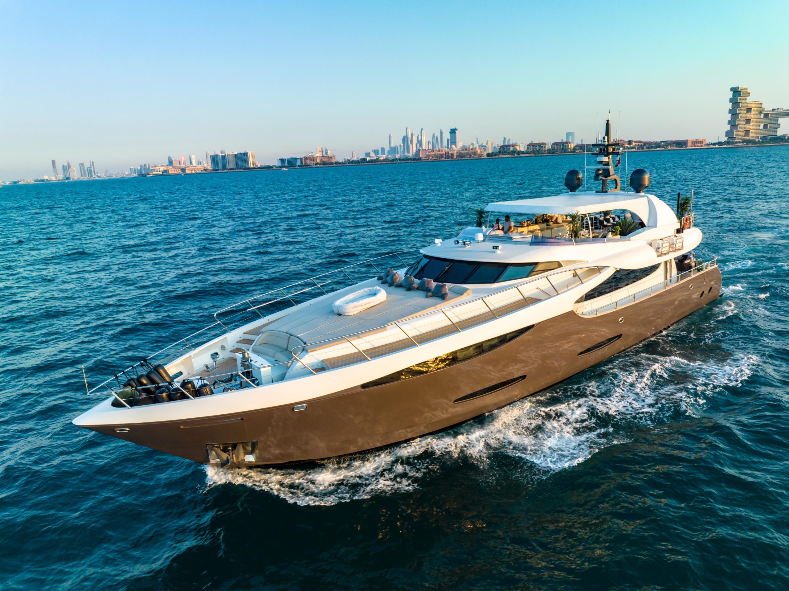 Tatti 110 110-foot luxury yacht side profile while underway