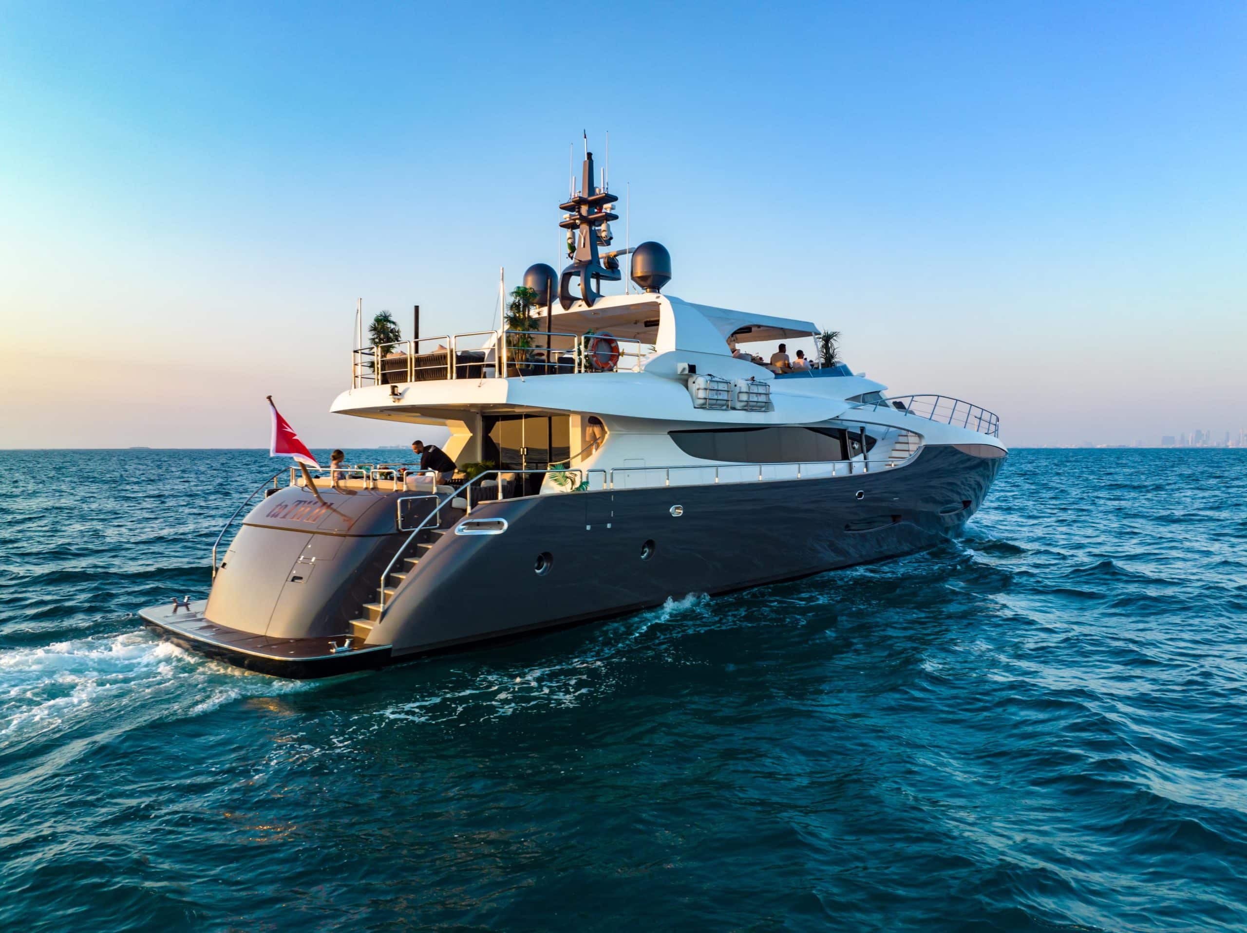 Tatti 110 superyacht exterior stern view at sea