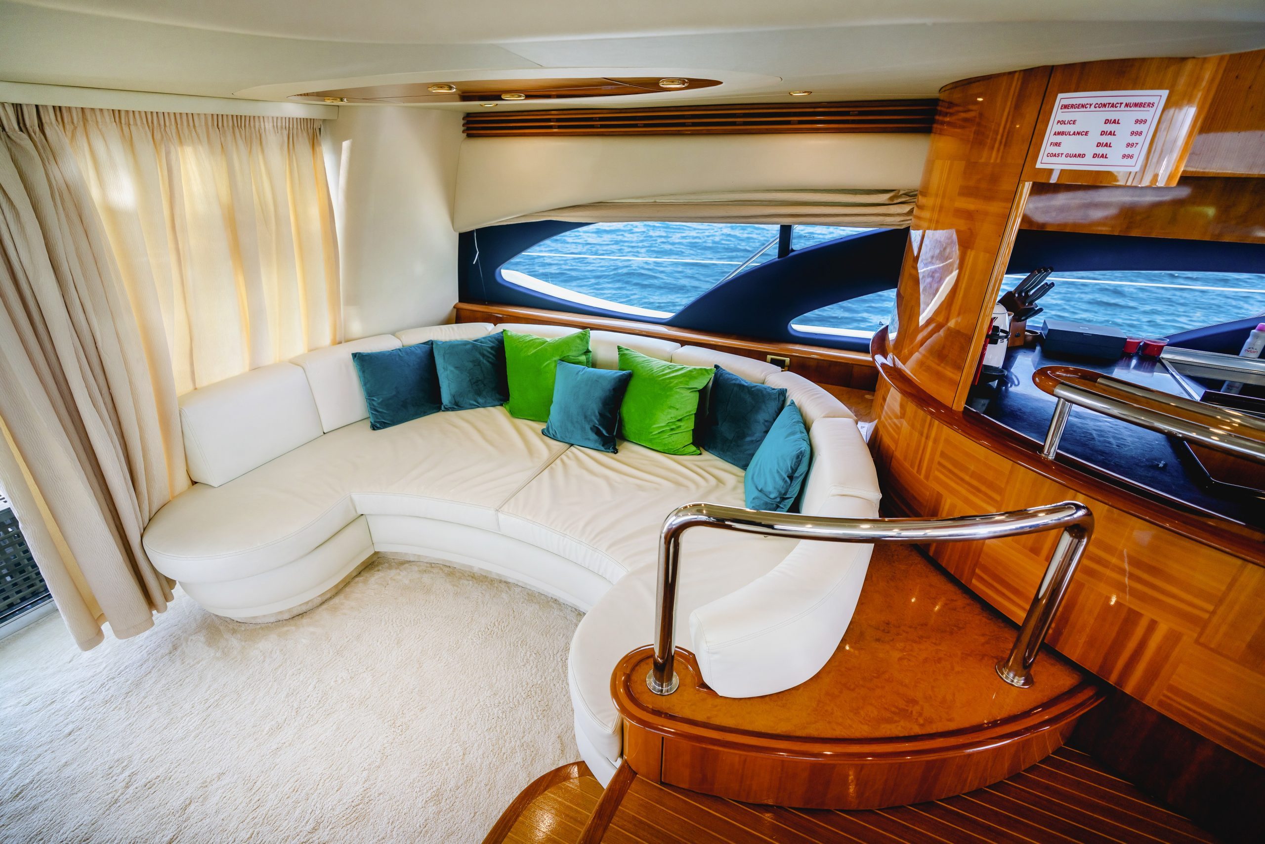 Master bedroom cabin inside Azimut 62 yacht charter Abu Dhabi