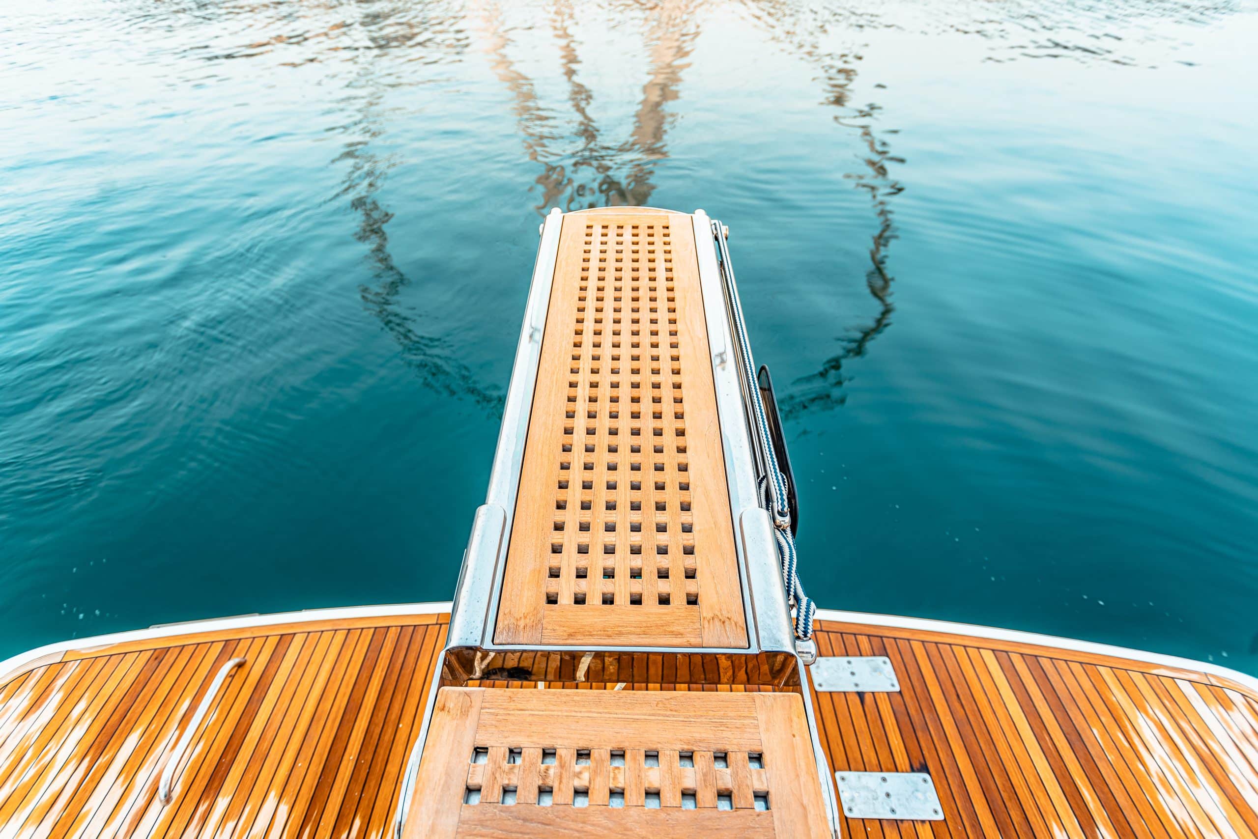 Azimut 50 Migueria yacht deck walkway with sea view