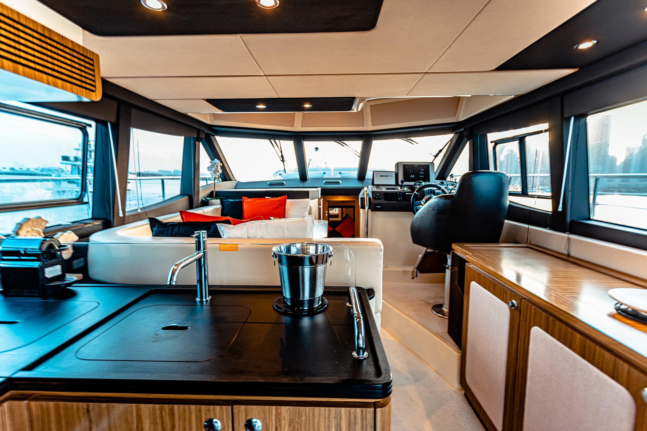 Azimut 50 Migueria yacht helm control station interior