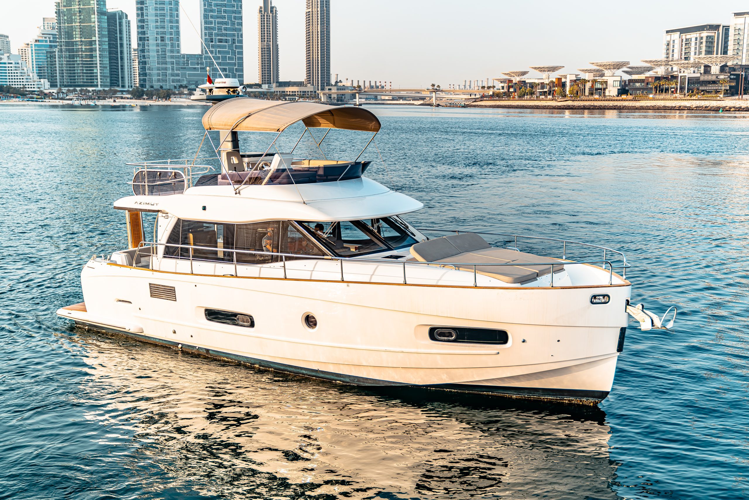 Azimut 50 Migueria luxury yacht cruising on water