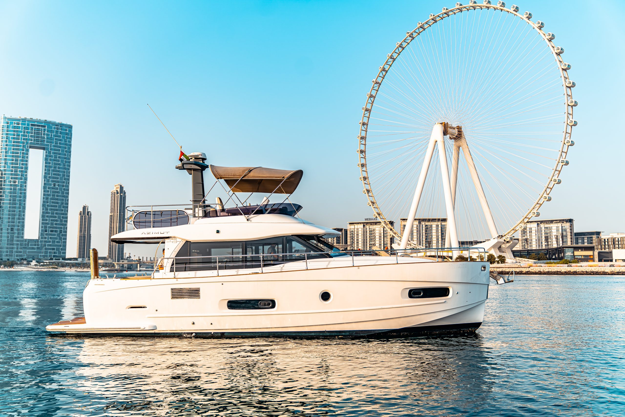 Azimut 50 Migueria yacht side profile at marina