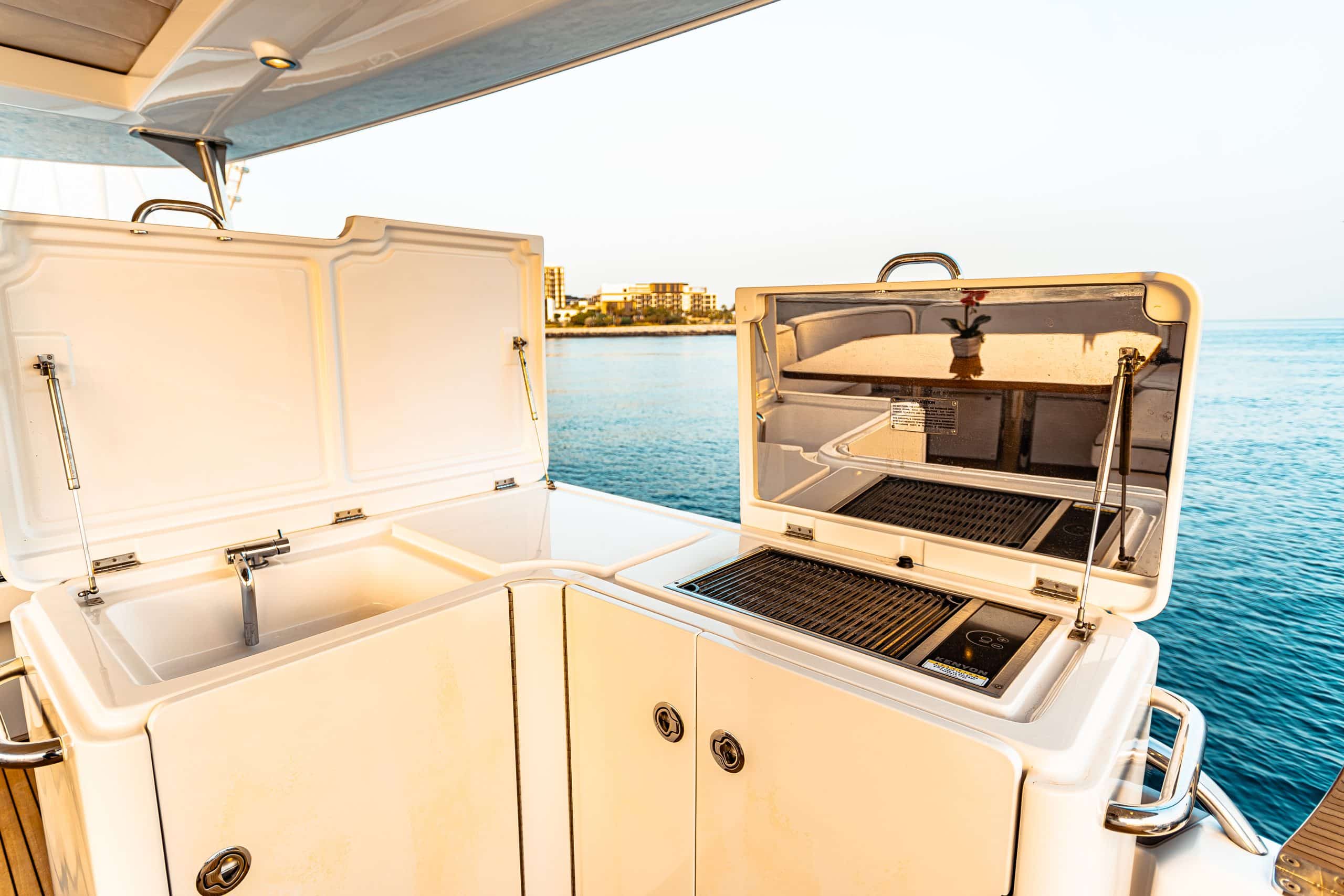 Azimut 70 Migueria yacht modern galley kitchen interior