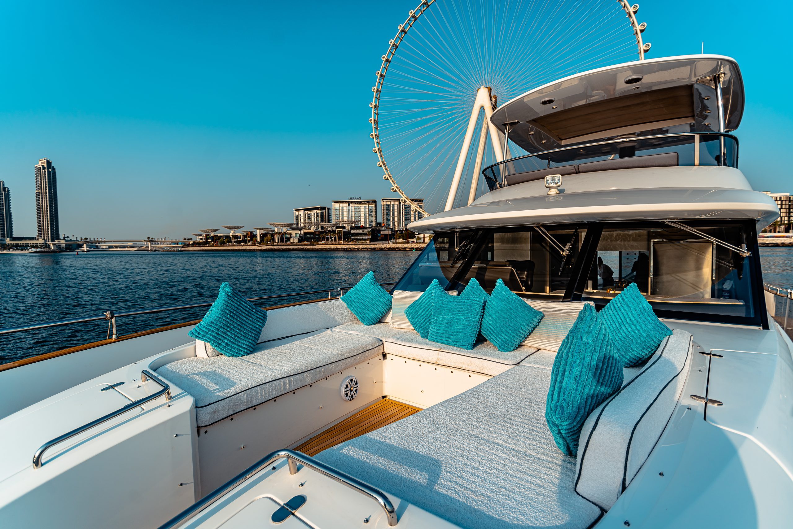 Azimut 70 Migueria yacht deck seating area with sea view