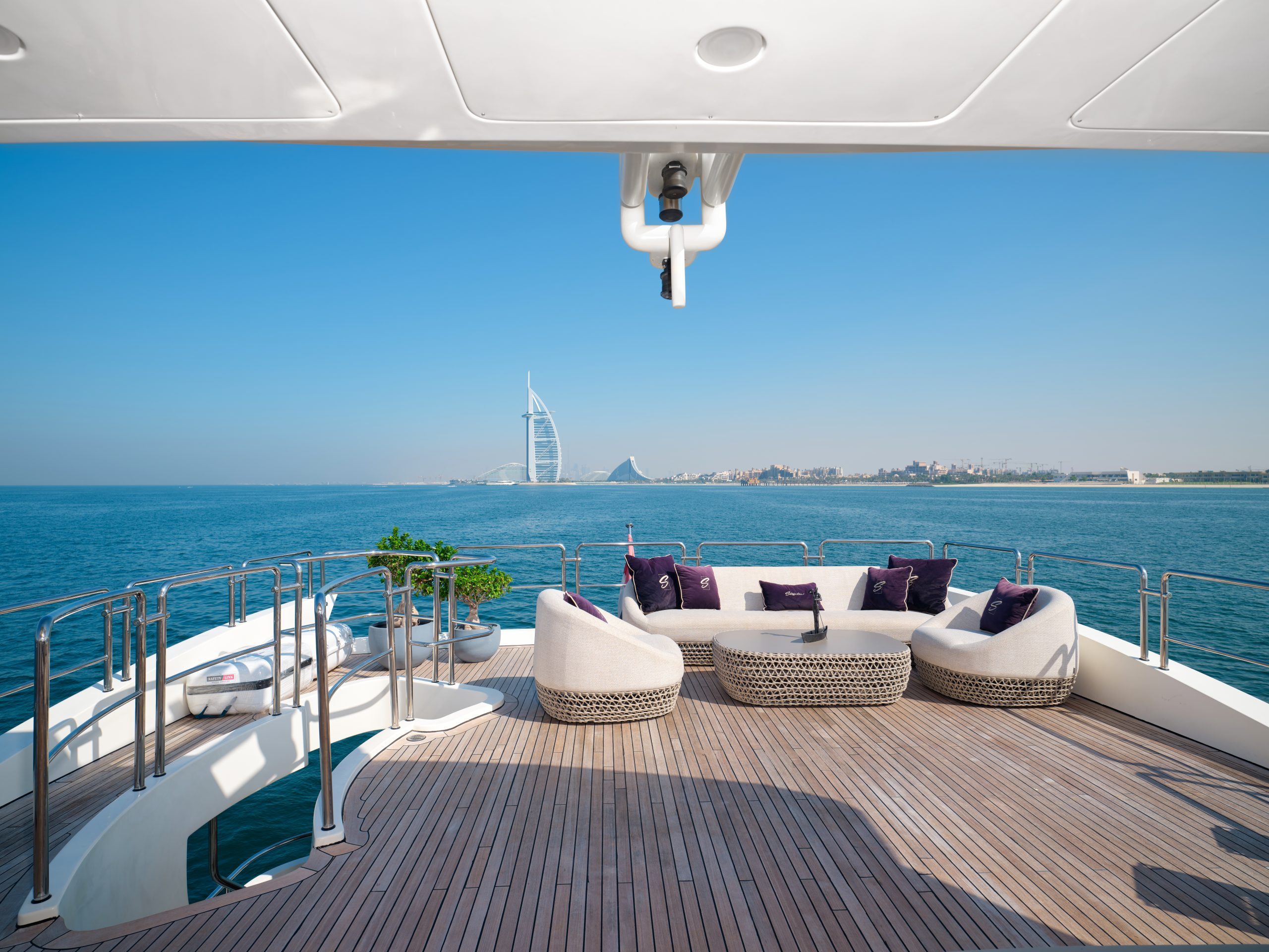 Foredeck lounge cushions on Azimut 88 yacht