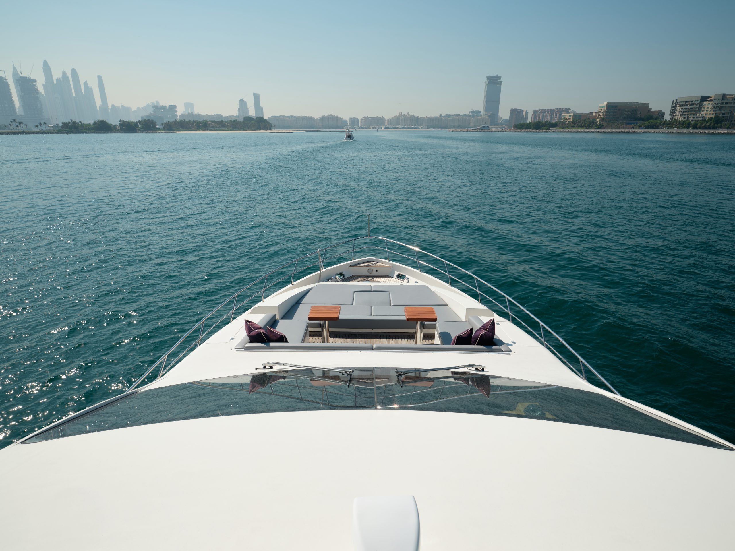 Bow seating and cruising view on Azimut 88 yacht