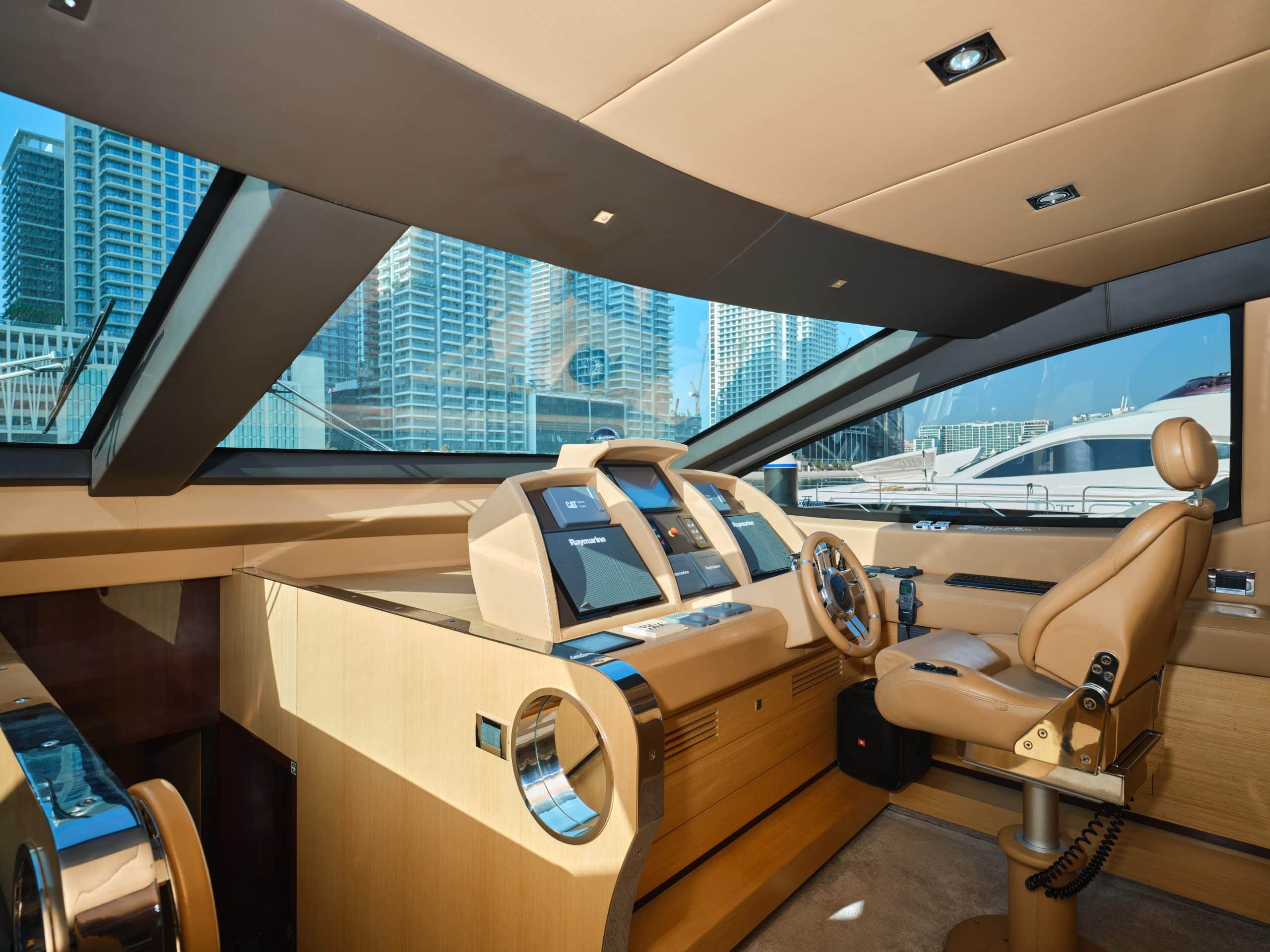 Azimut 88 yacht helm station and navigation controls