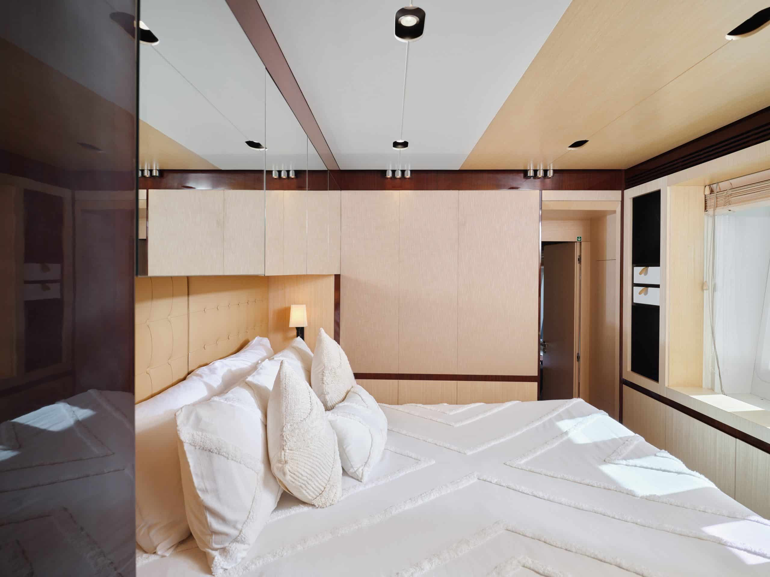 Luxury double bedroom cabin aboard Azimut 88 yacht