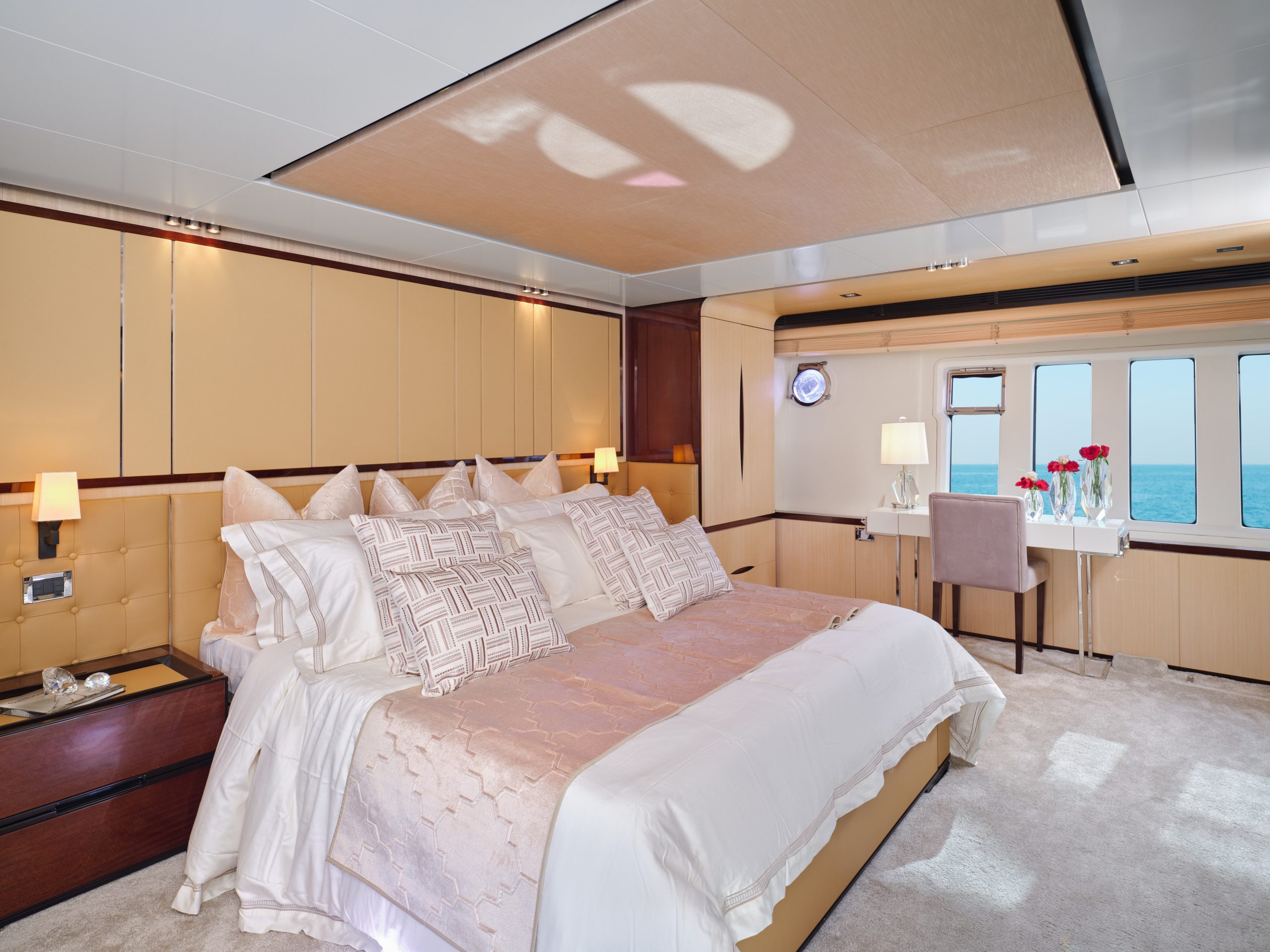 Master suite bedroom aboard Azimut 88 yacht
