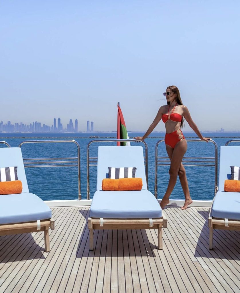 woman enjoying on sunseeker notorious yacht