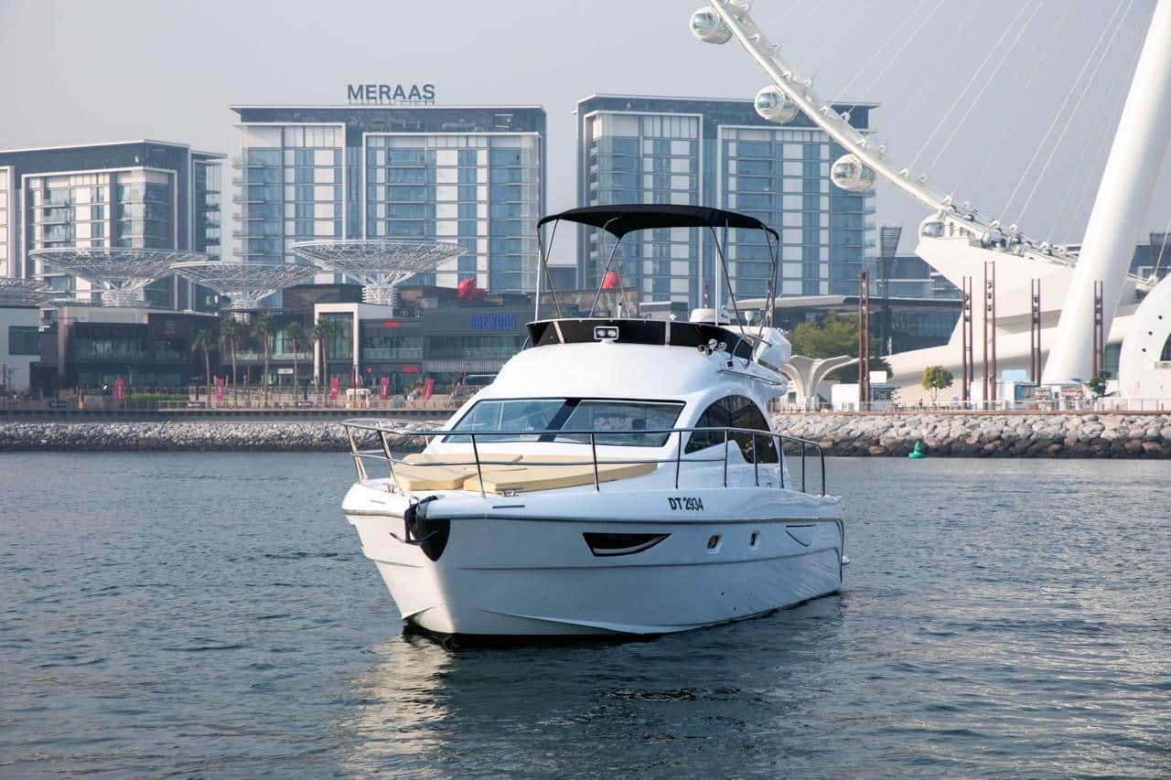 Elan 44 sailing yacht front view cruising in Abu Dhabi marina