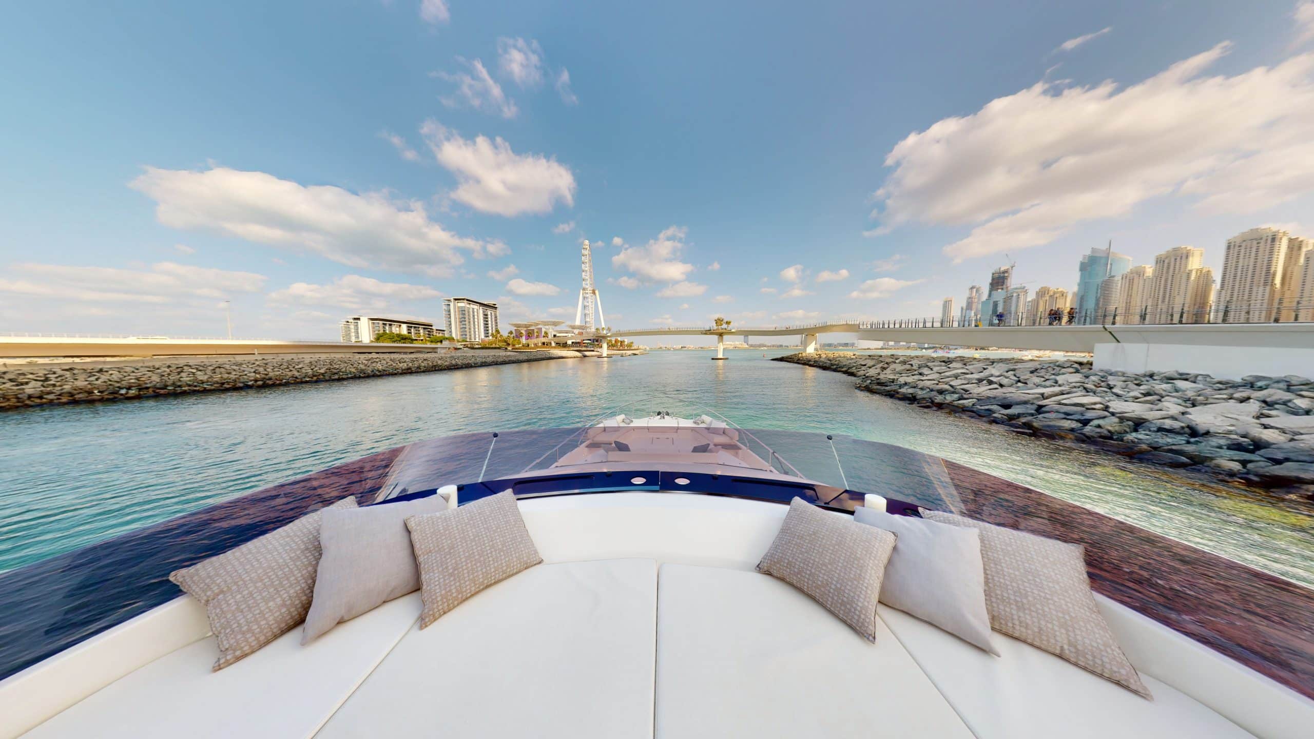 Ferretti 670 yacht flybridge seating area with ocean views