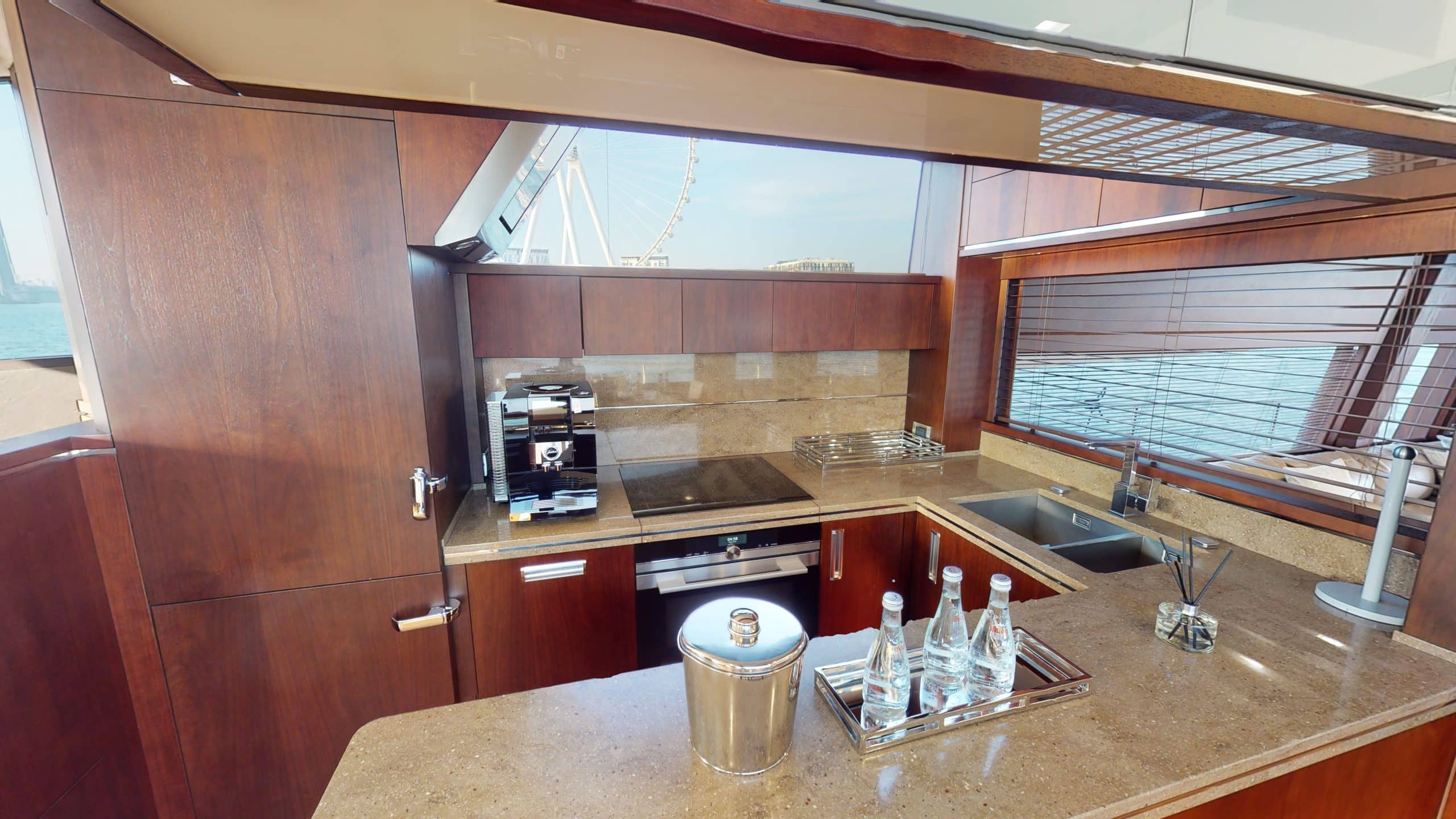 Galeon 780 F1 luxury yacht interior kitchen with modern galley design and premium finishes