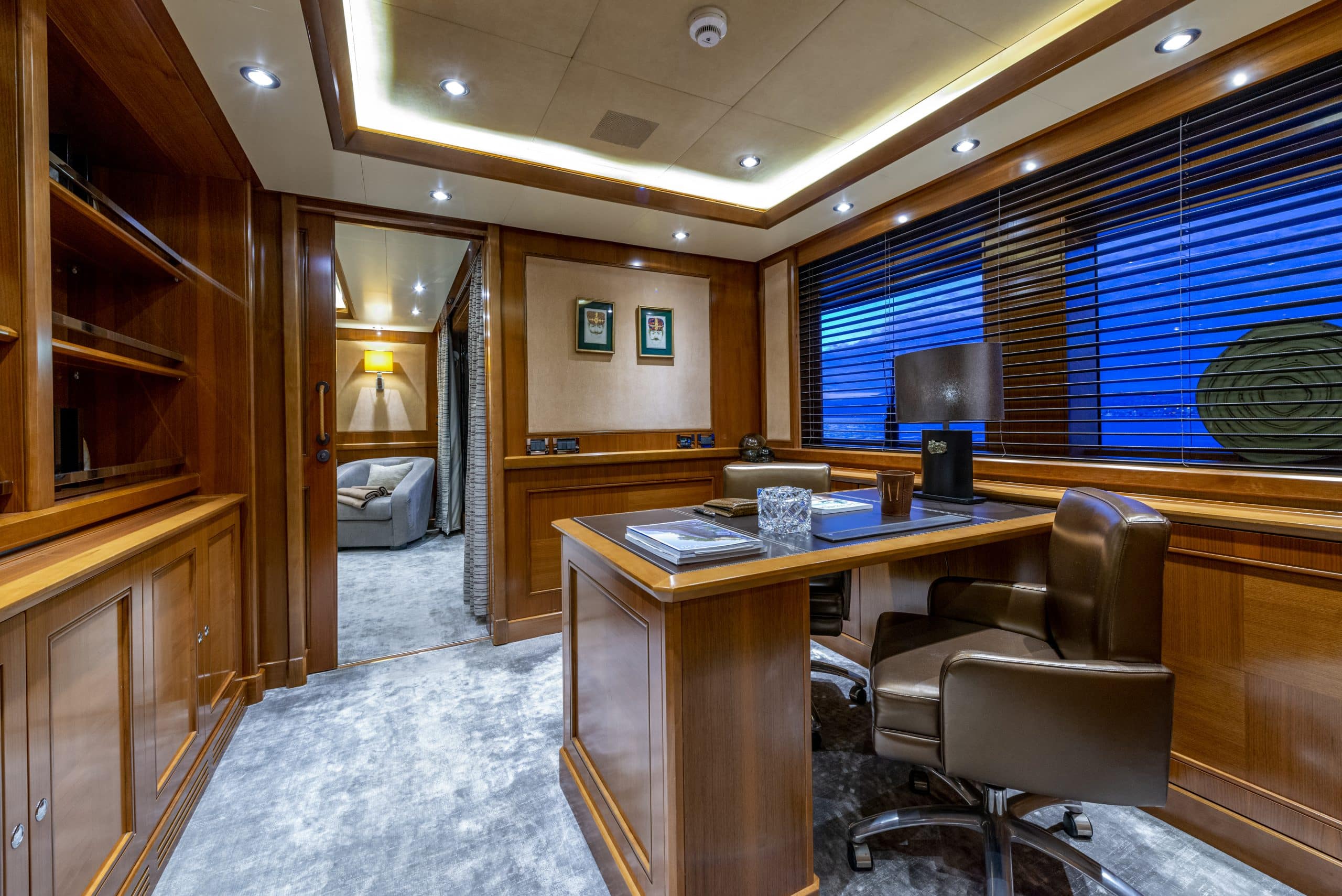 Private office and workspace inside MILA 141 superyacht