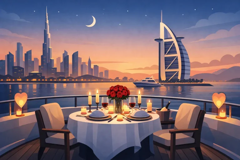 Romantic Yacht Dinner Setup Dubai Example