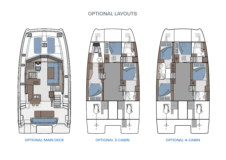 Aquila 42 optional cabin layout plans, shipyard diagram