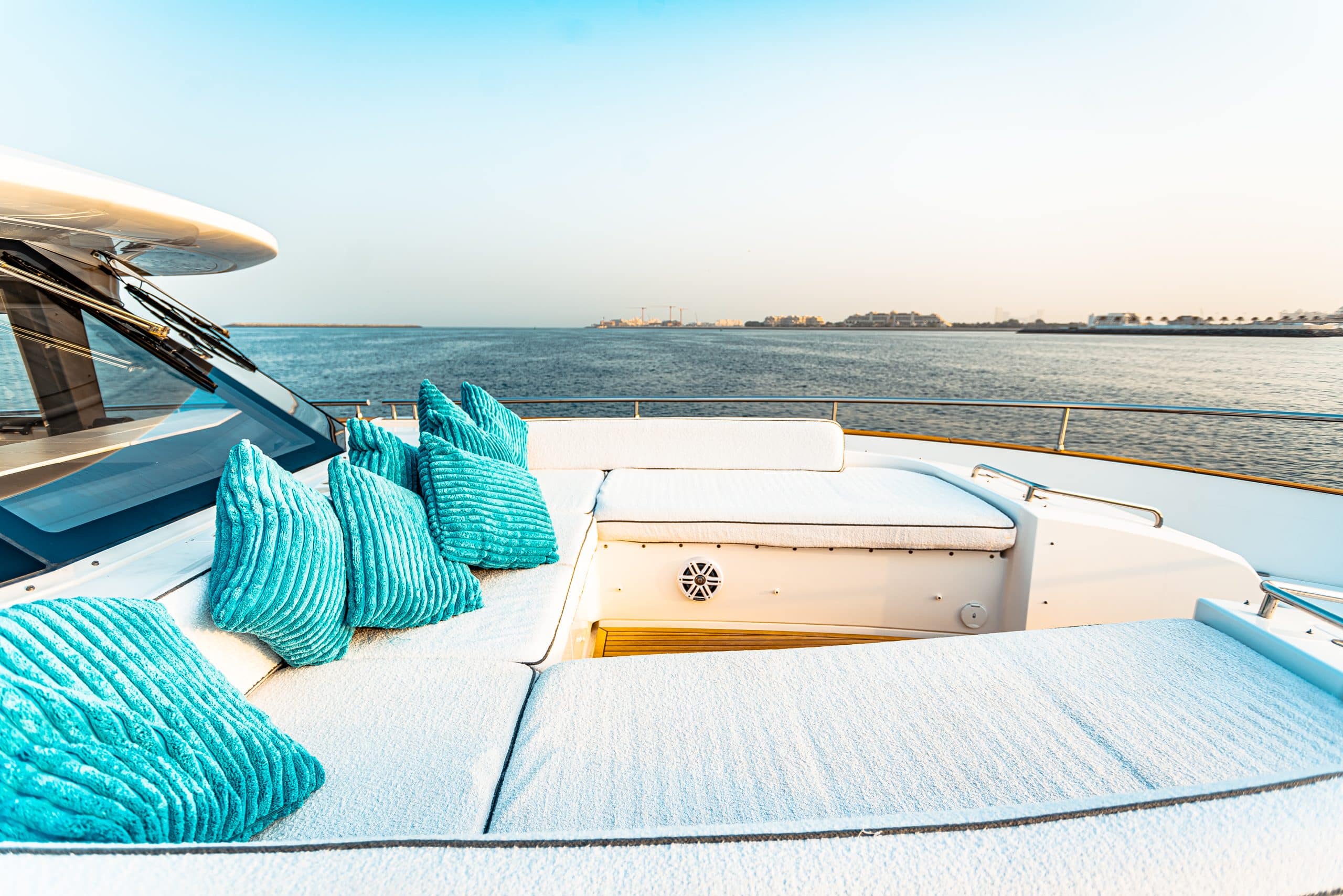 Azimut Magellano 66 foredeck sunpads and seating with sea views