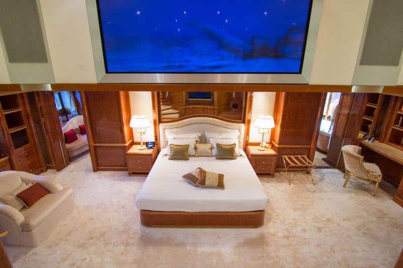 Benetti 56M split-level master suite with skylight and lounge