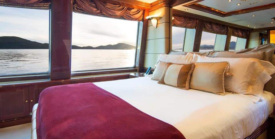 Benetti 56M bridge deck VIP cabin with panoramic sea-view windows