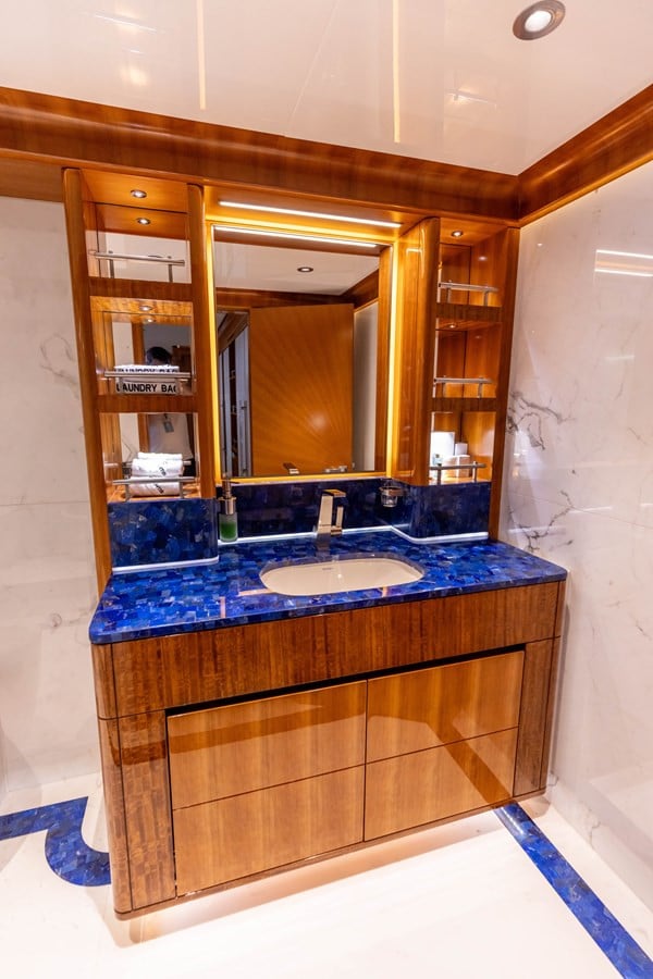 Majesty 155 guest bathroom with lapis lazuli vanity, broker photo