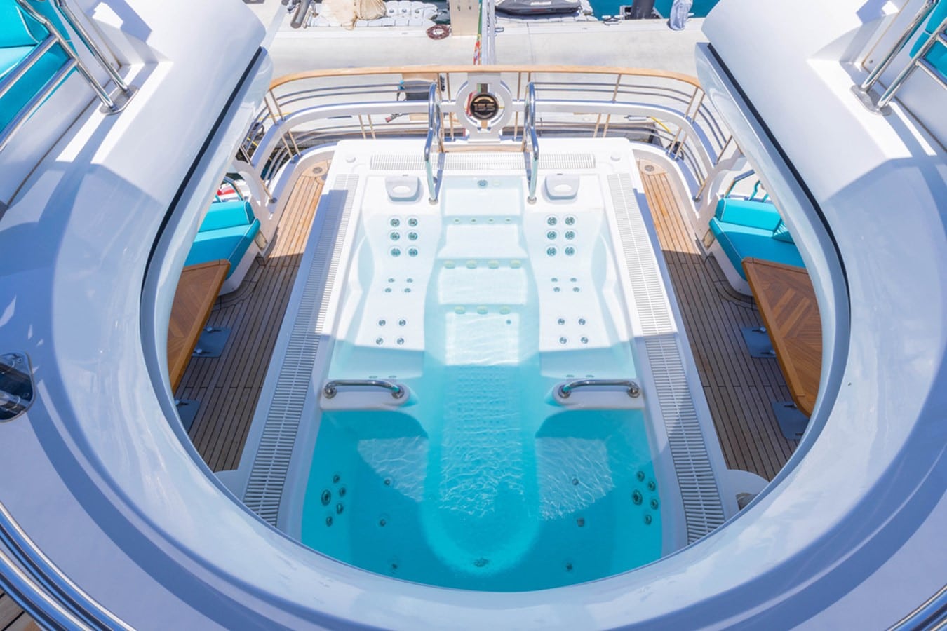 Majesty 155 jacuzzi seen from the deck above, broker photo