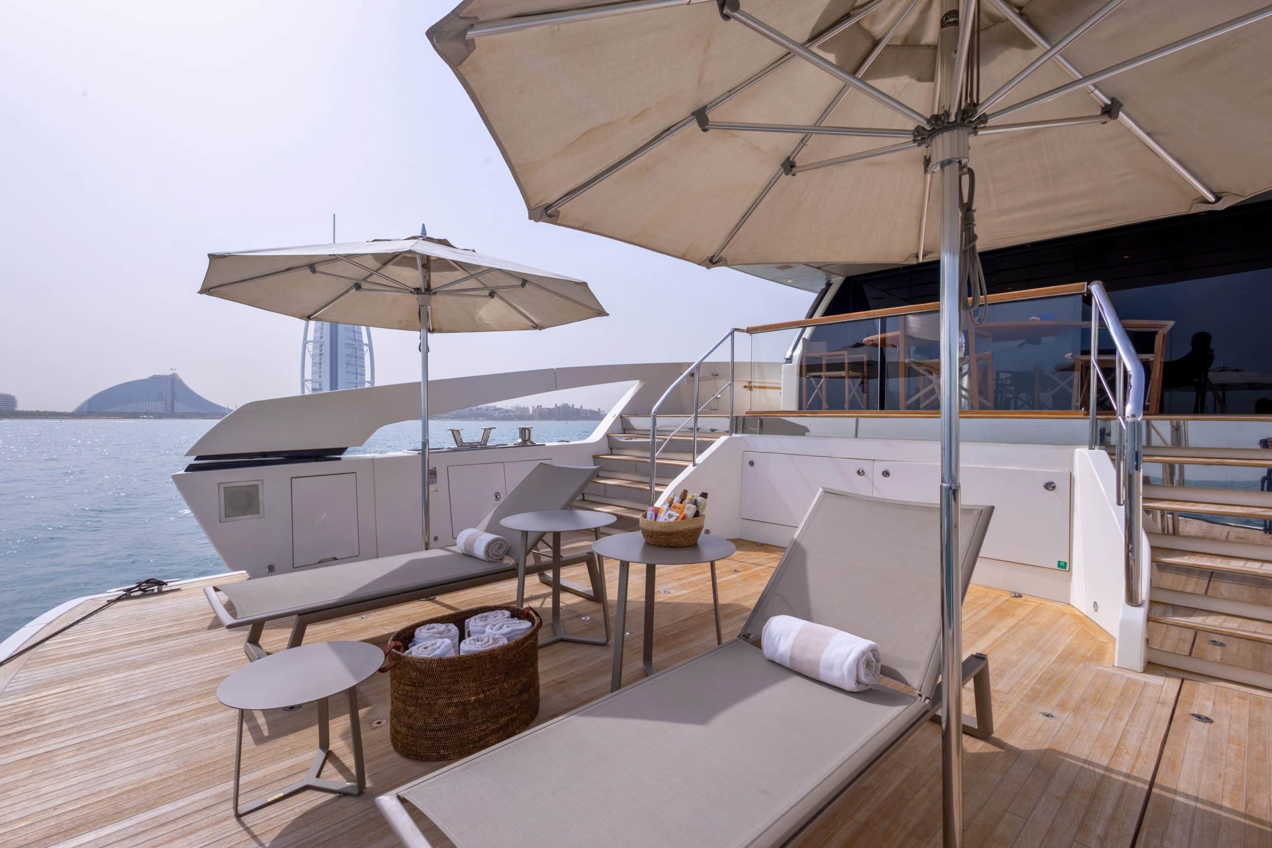 SanLorenzo SX88 beach club stairway with Burj Al Arab beyond