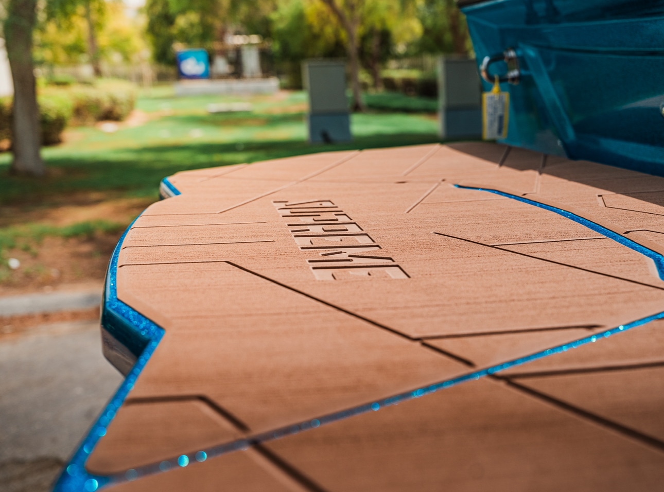 Supreme S240 swim platform with branded SeaDek decking pad