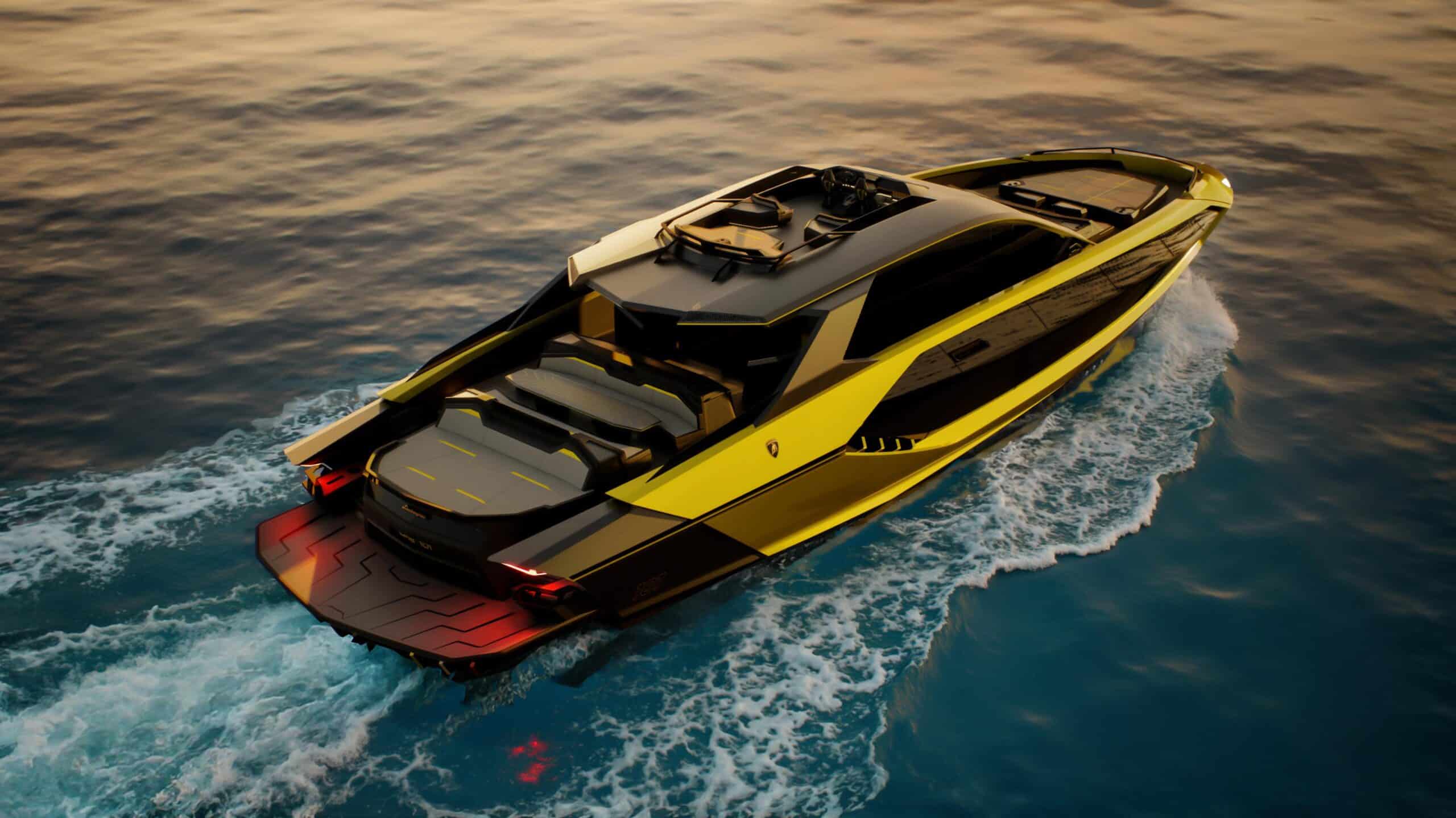 Tecnomar for Lamborghini 101 aerial running, press rendering