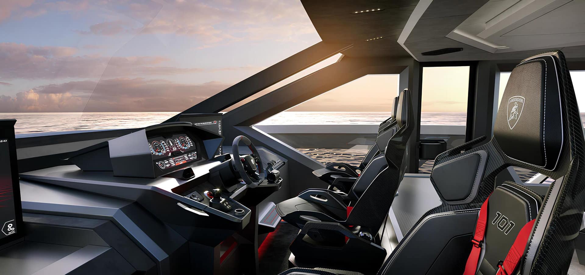 Tecnomar for Lamborghini 101 helm station, shipyard rendering