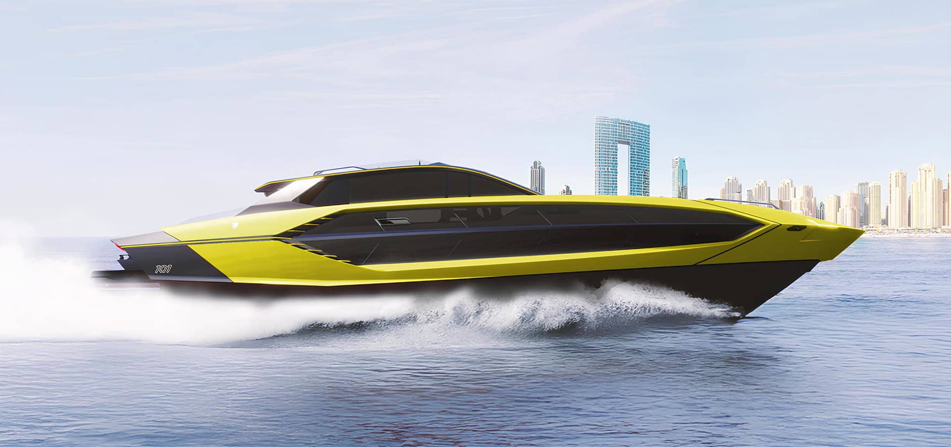 Tecnomar for Lamborghini 101 underway, shipyard rendering