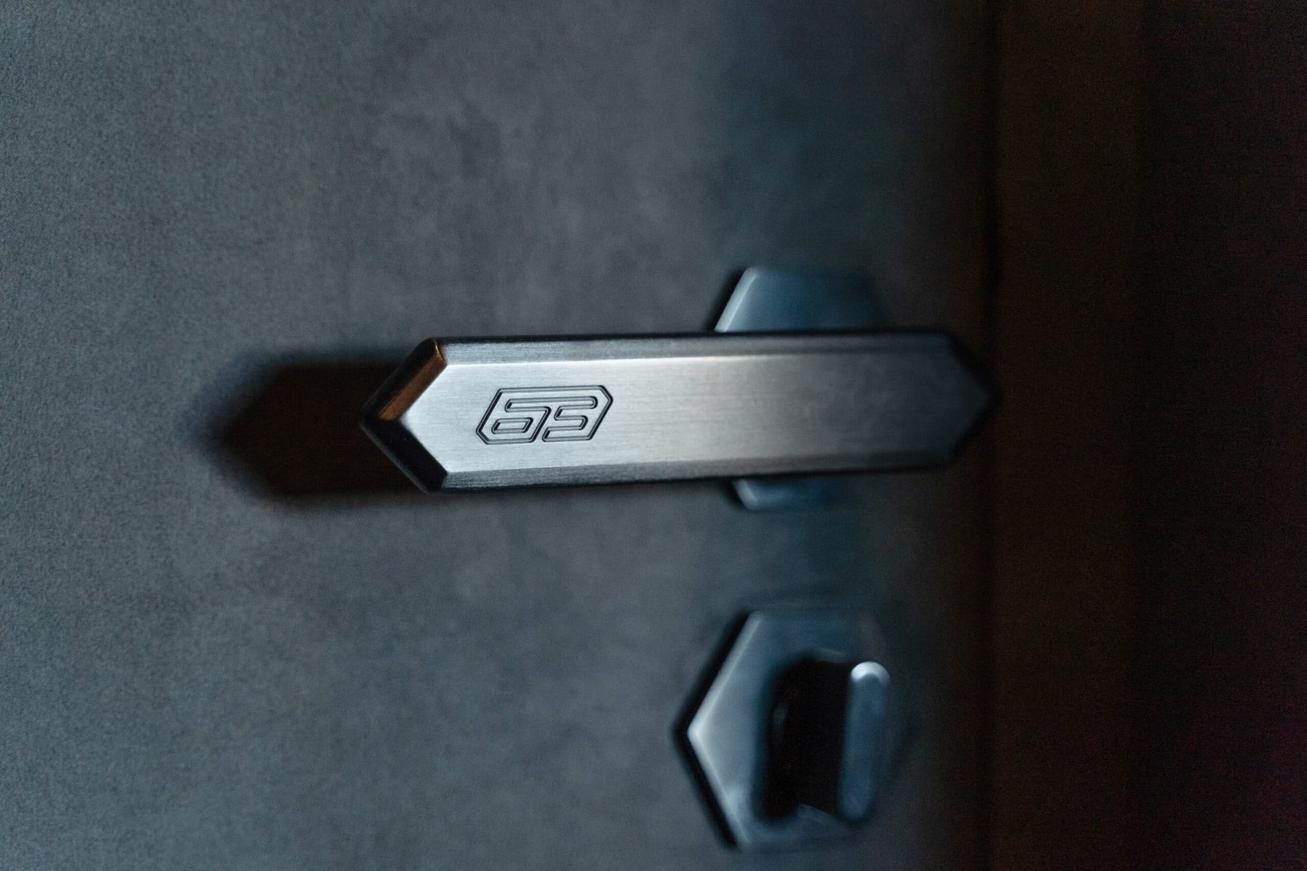 Tecnomar Lamborghini 63 door pull with 63 emblem, shipyard photo