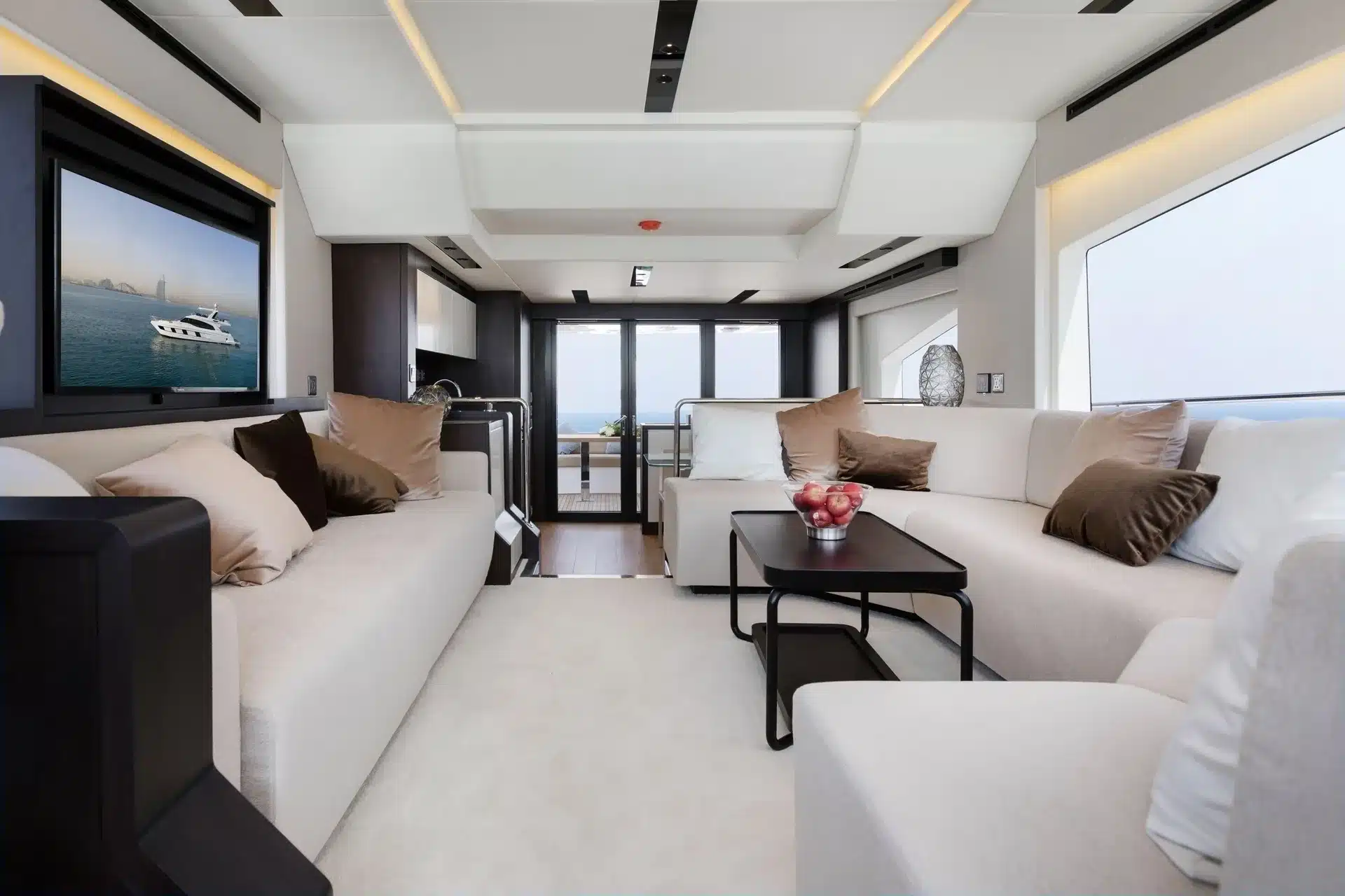 Alia 62 saloon lounge with sea views