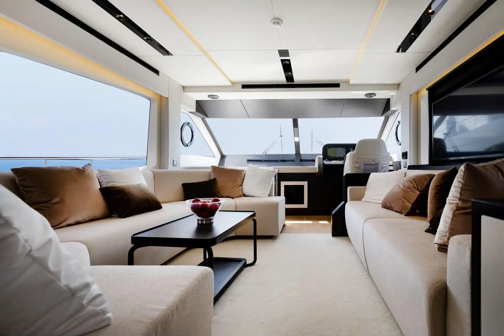 Alia 62 saloon looking forward to the helm