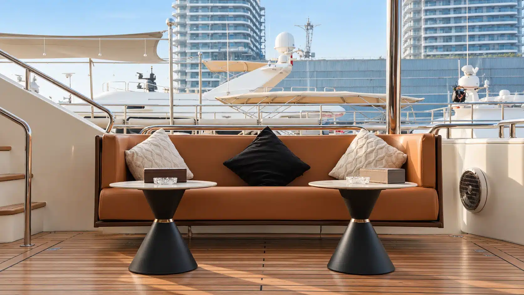 Benetti 120 yacht aft deck lounge seating