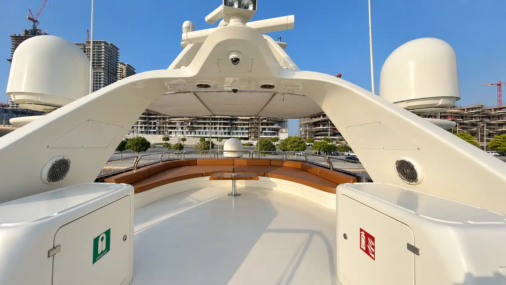 Benetti 120 yacht flybridge and radar arch