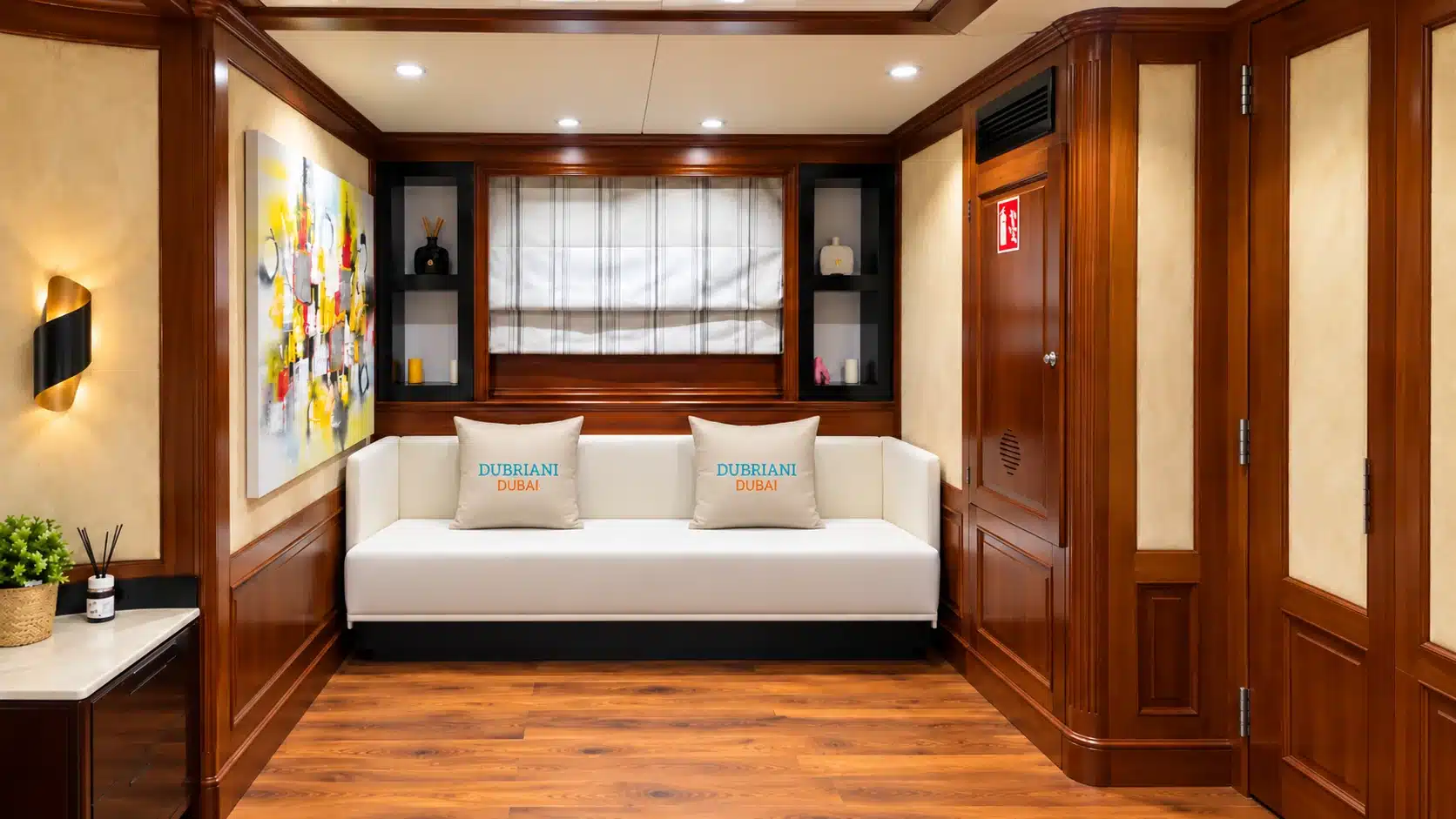 Benetti 120 yacht guest suite lounge seating